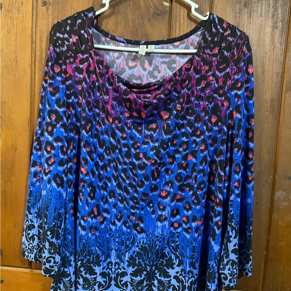 Madison Blue and Pink Patterned Blouse